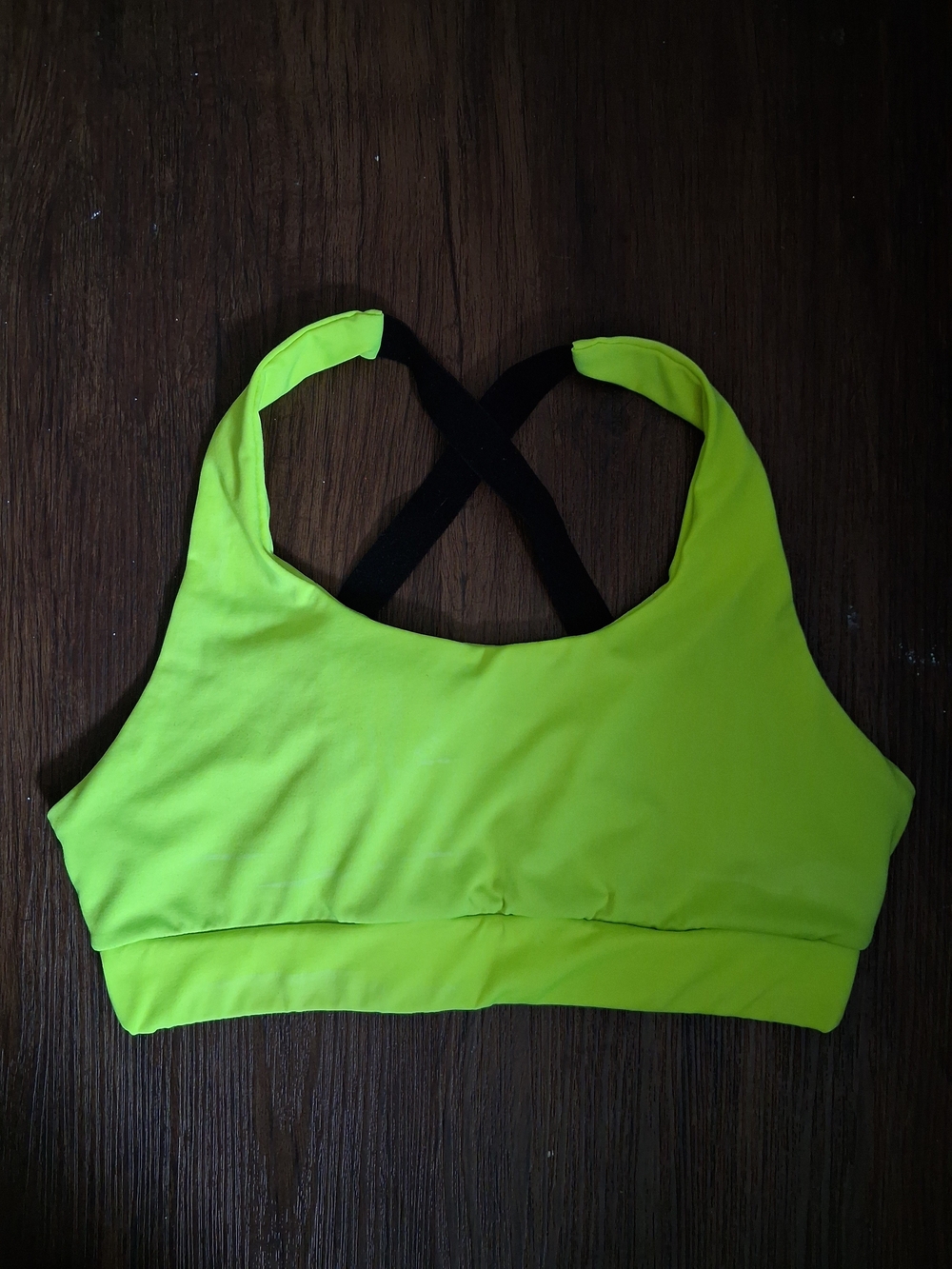 Neon Green Cross-Back Sports Bra - Women
